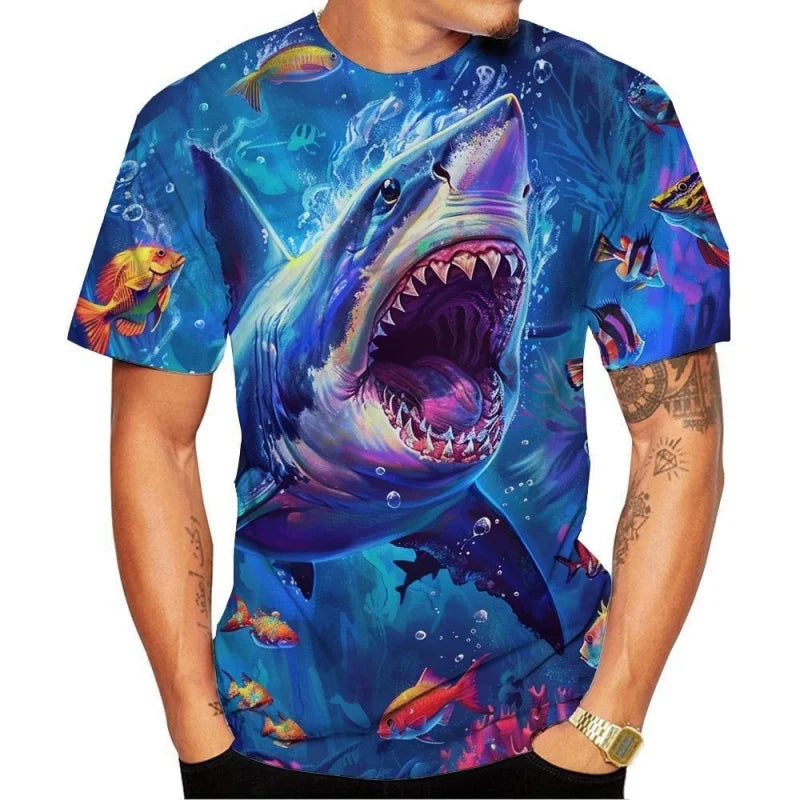 t shirt requin monstre bleu