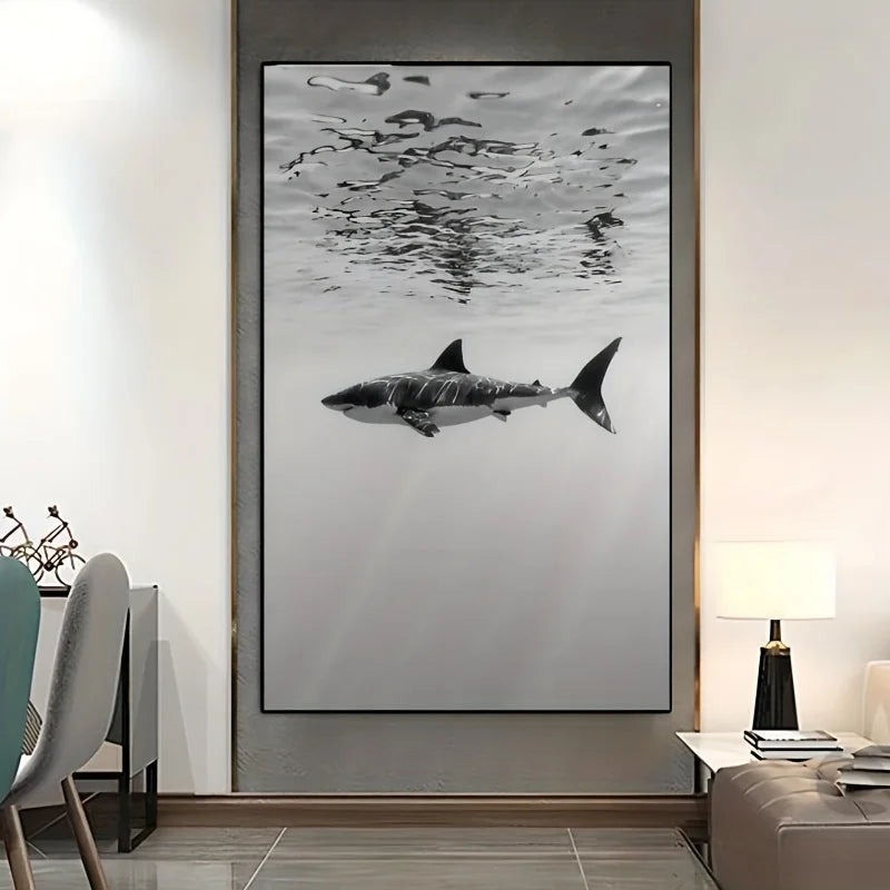 Tableau requin noir et blanc