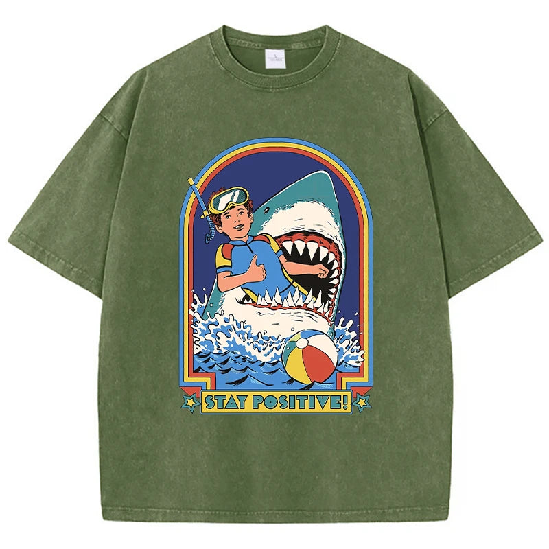 T shirt requin stay positive