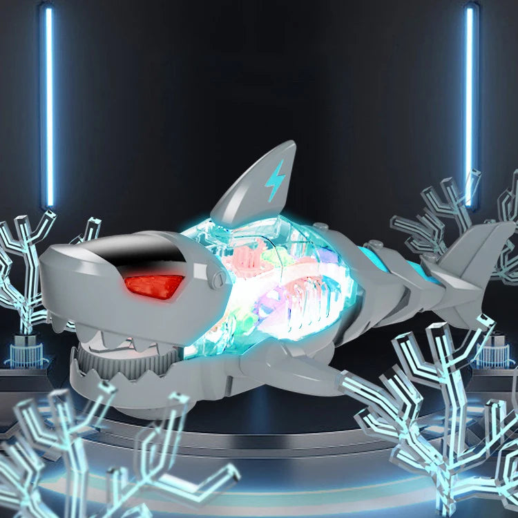 Jouet requin à engrenages transparents