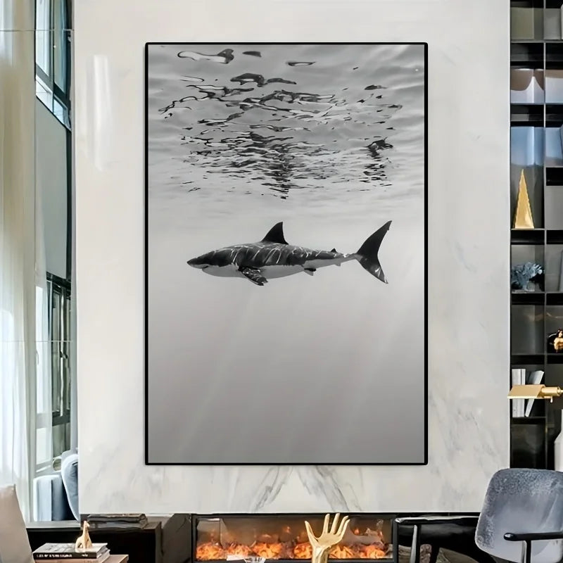 Tableau requin noir et blanc
