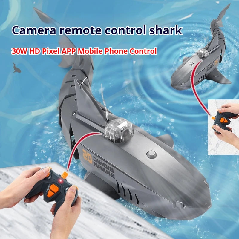 Requin télécommandé avec caméra — modèle rechargeable
