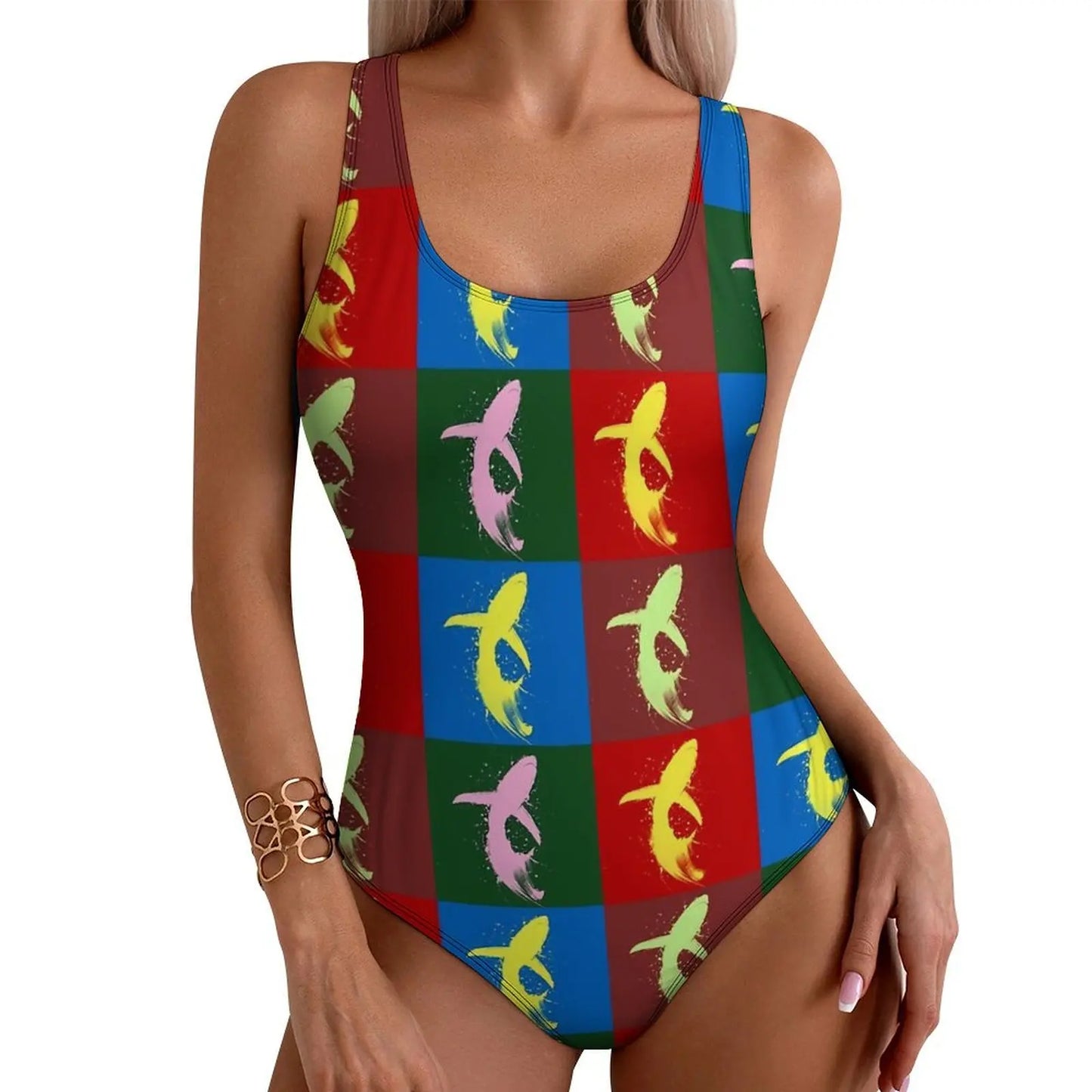 Maillot de bain 1 pièce femme imprimé coloré