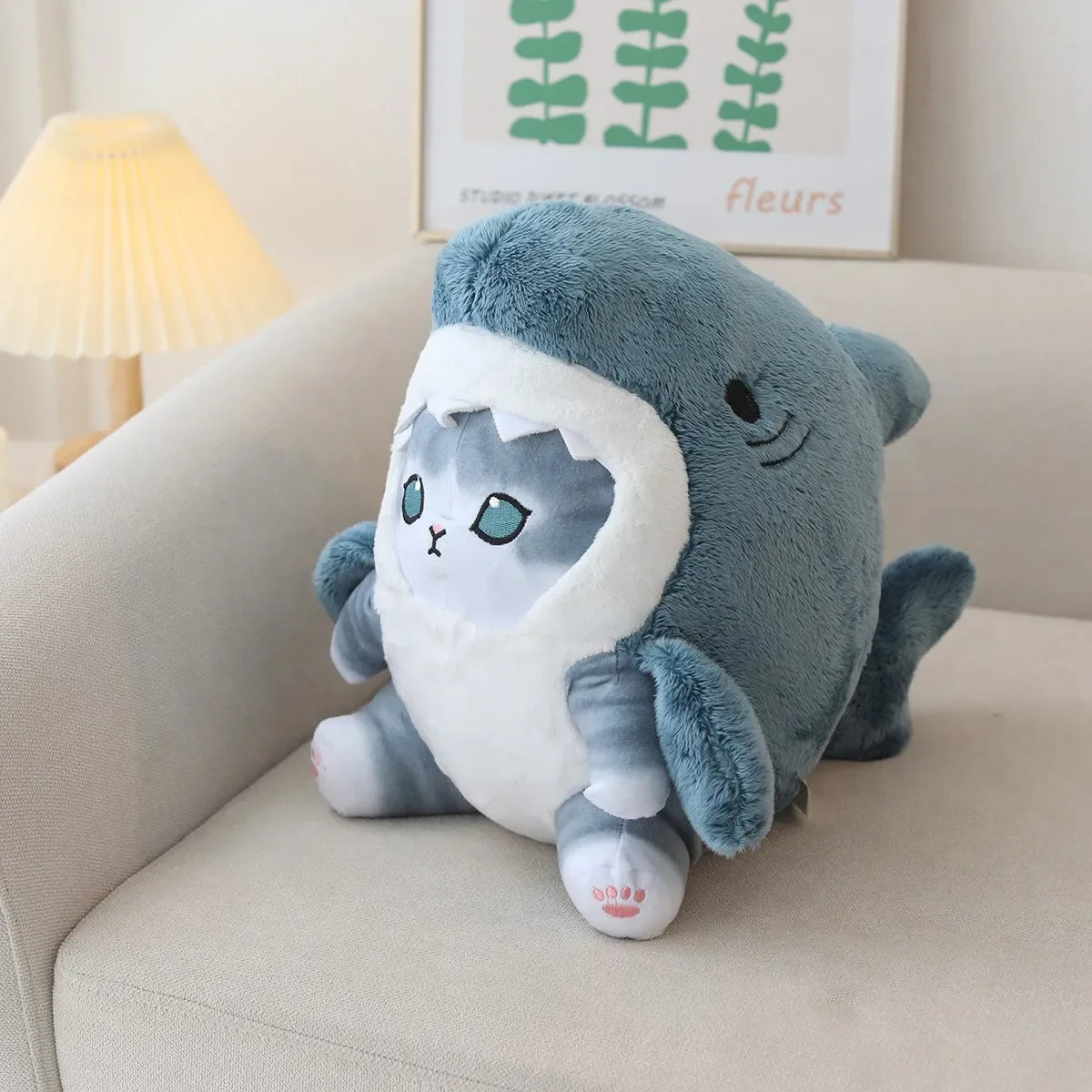 Peluche chat requin