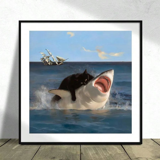 Tableau meme chat requin