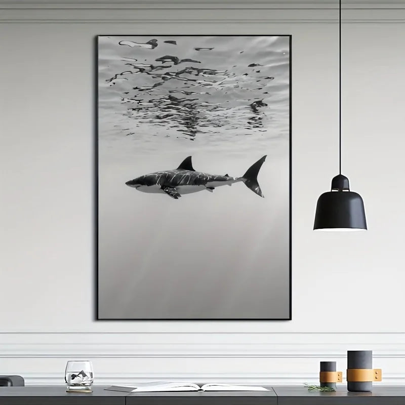 Tableau requin noir et blanc
