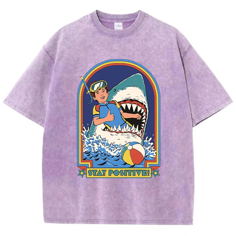 T shirt requin stay positive