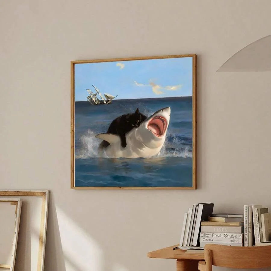 Tableau meme chat requin