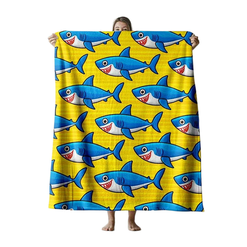 Plaid motifs requin jaune