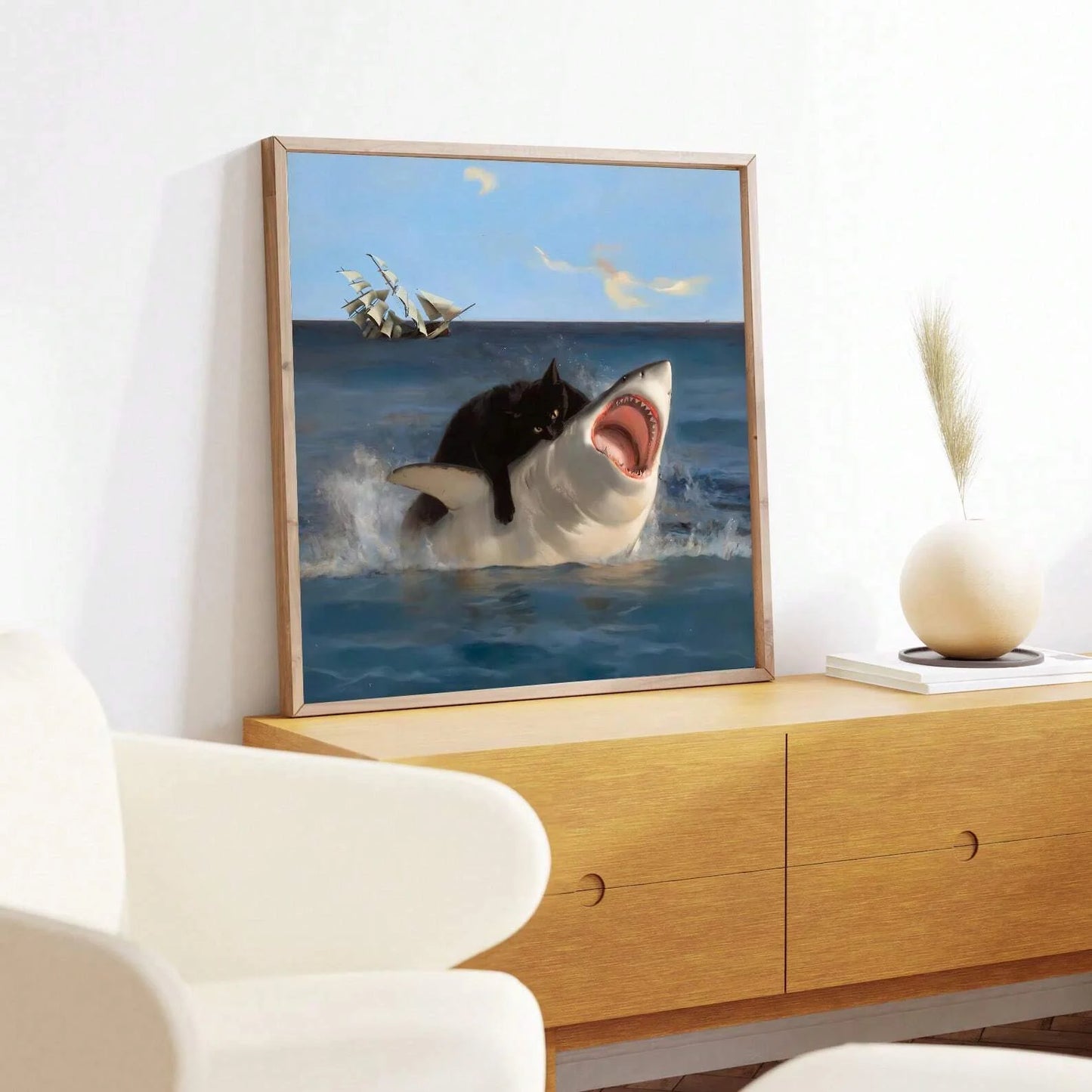 Tableau meme chat requin