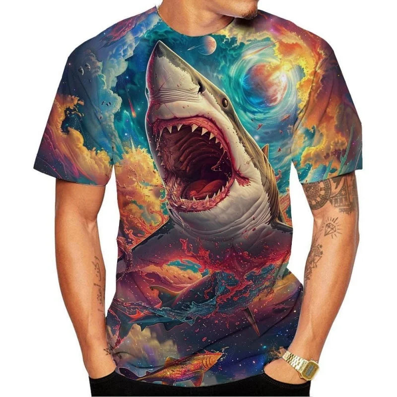 t shirt requin monstre multicolor sombre