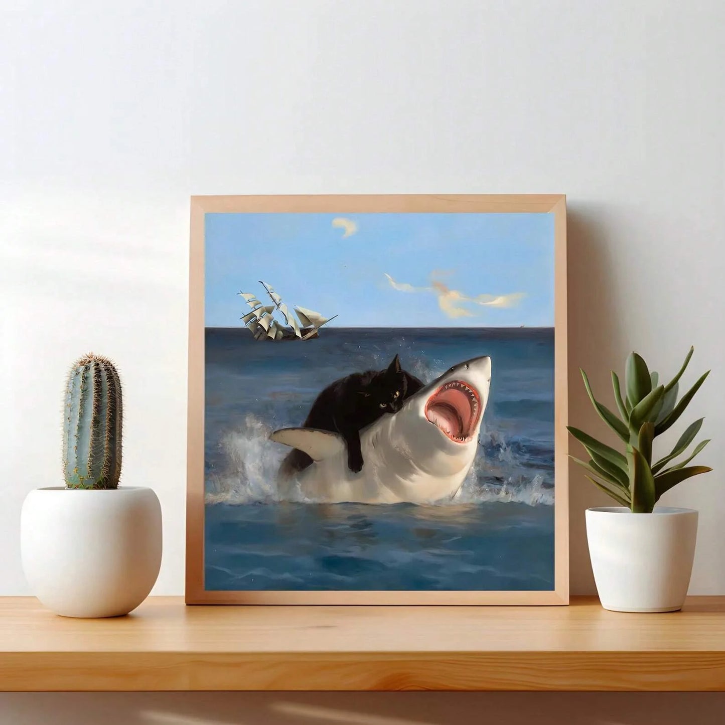 Tableau meme chat requin