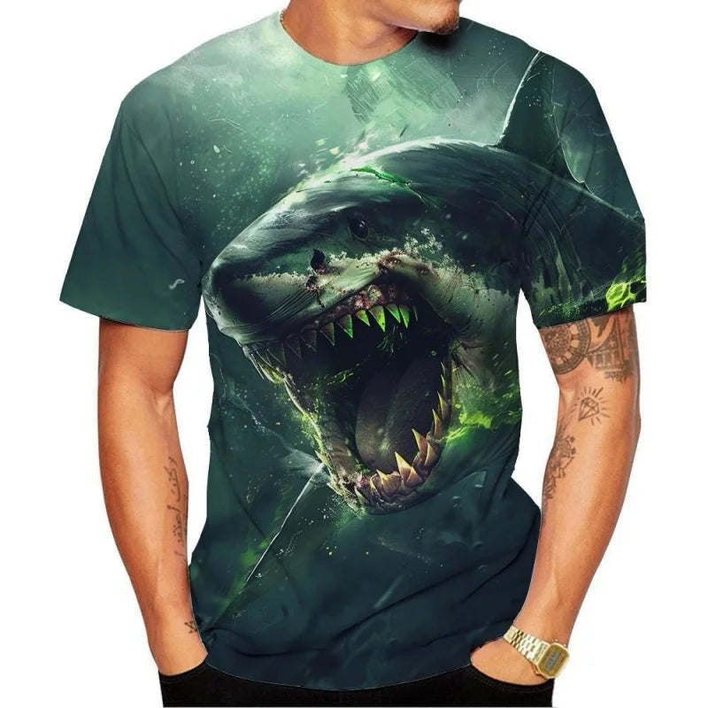 t shirt requin monstre vert