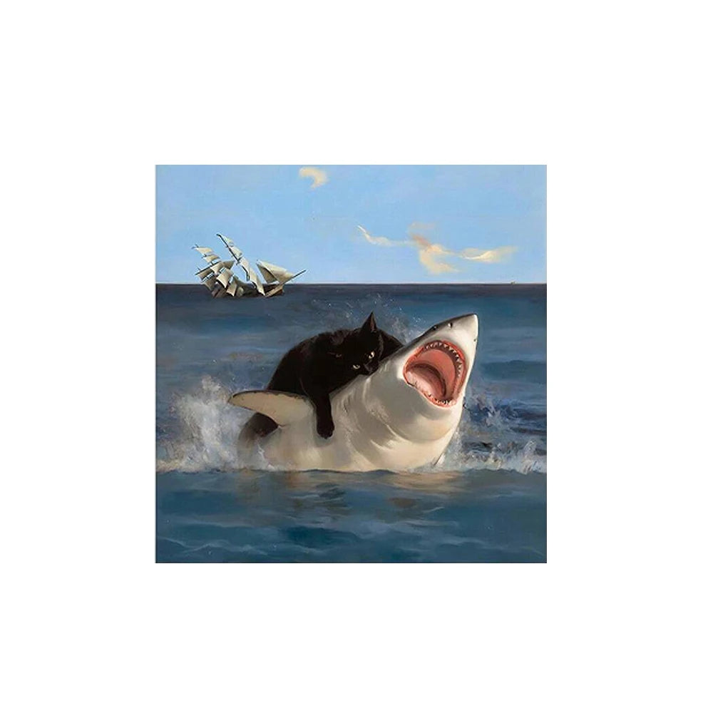 Tableau meme chat requin