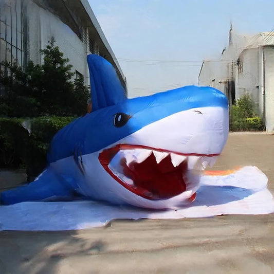 Requin gonflable bleu