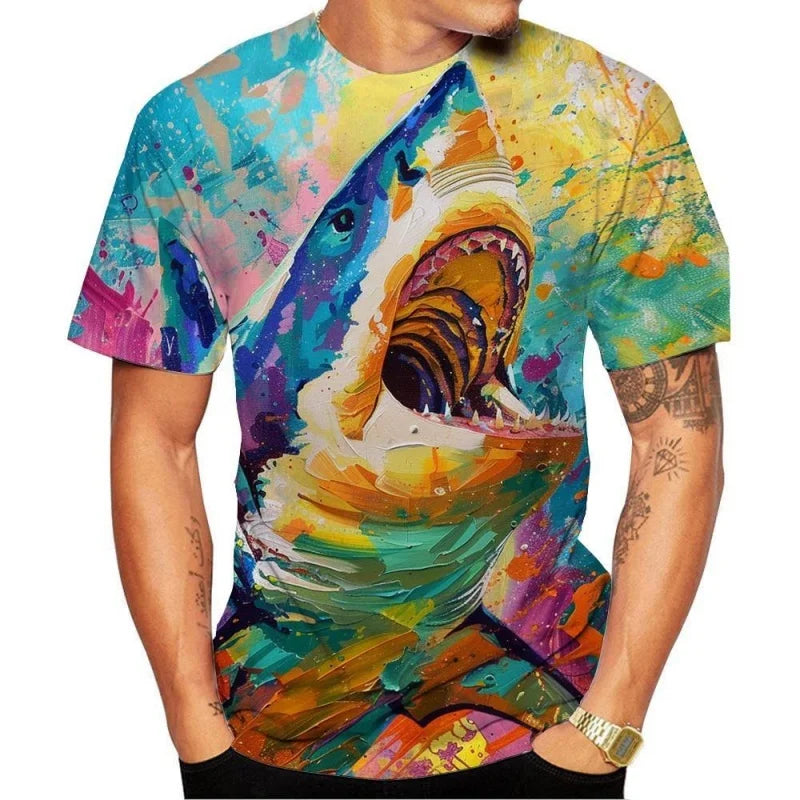 t shirt requin monstre multicolor