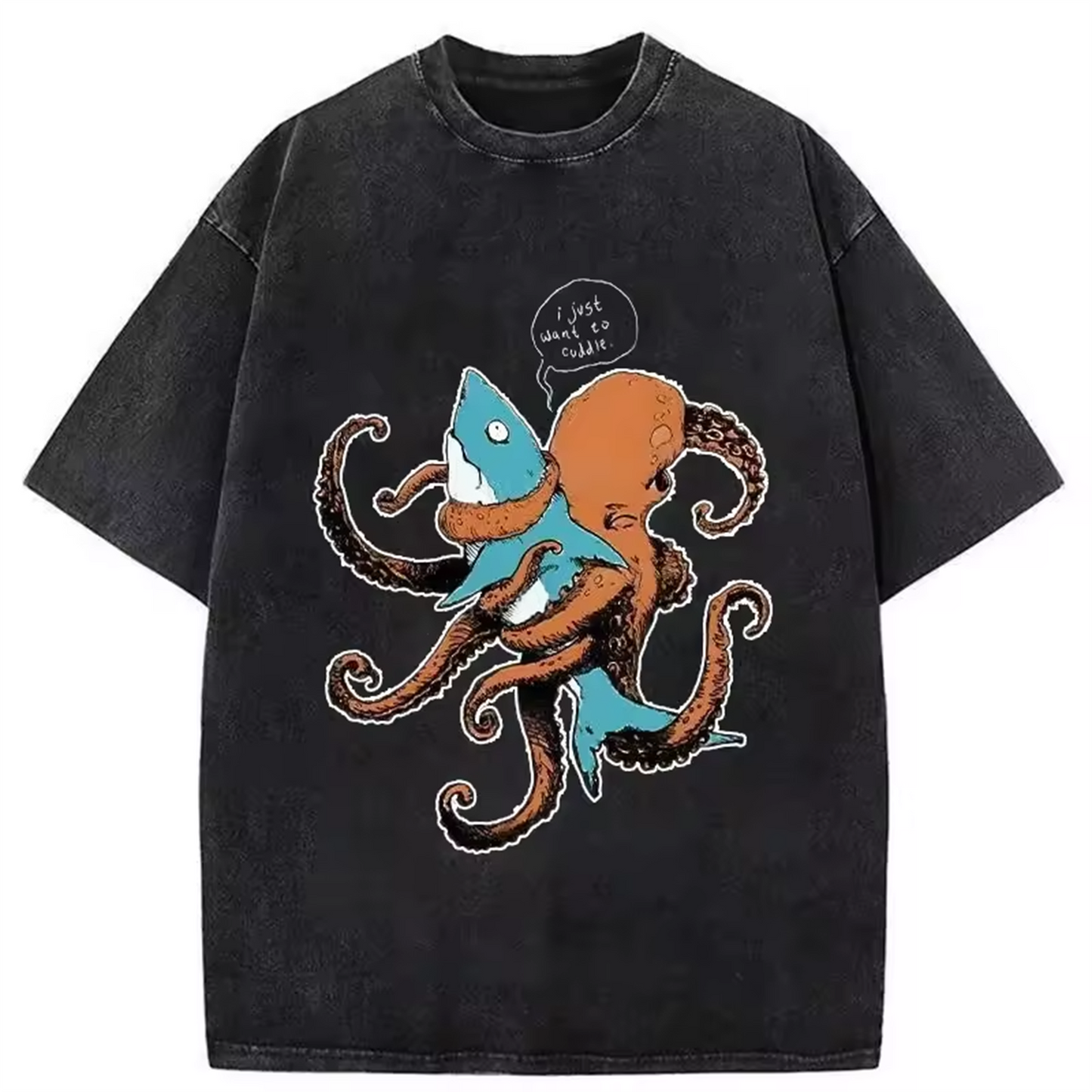 t shirt requin poulpe